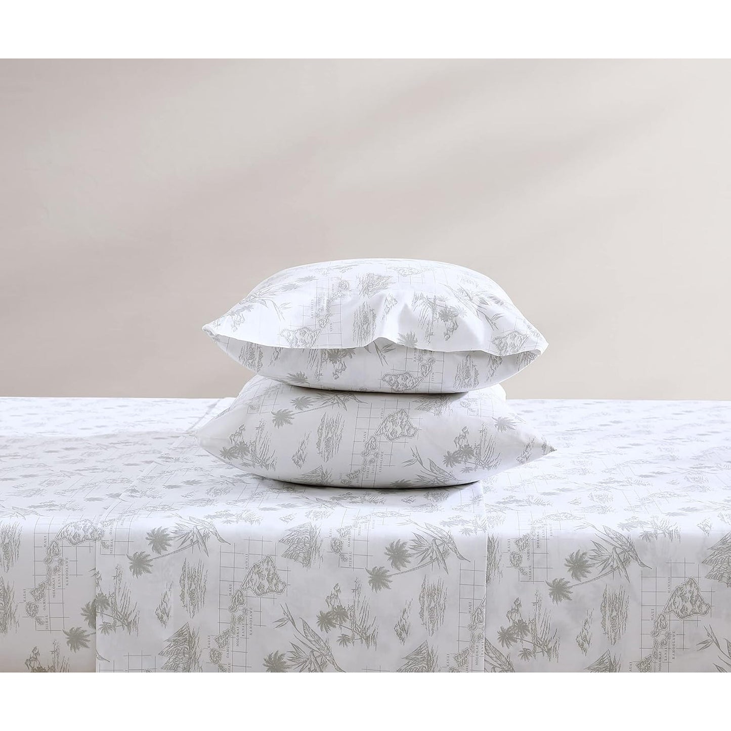 Crisp and Cool Cotton Percale Stylish Bed Sheet Set - Grey White