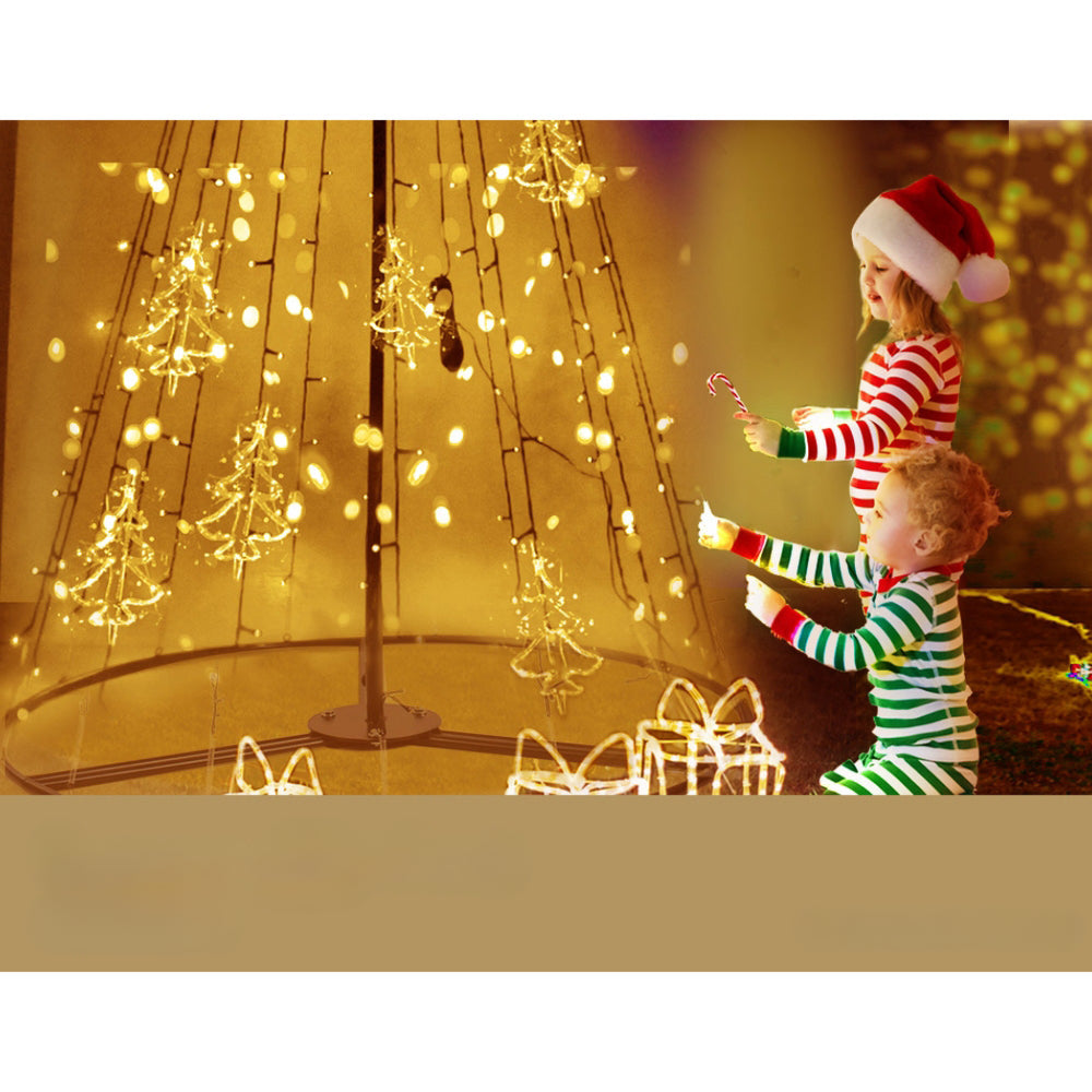 Christmas Tree Xmas Solar Power Warm White 264 LED - 2.1m