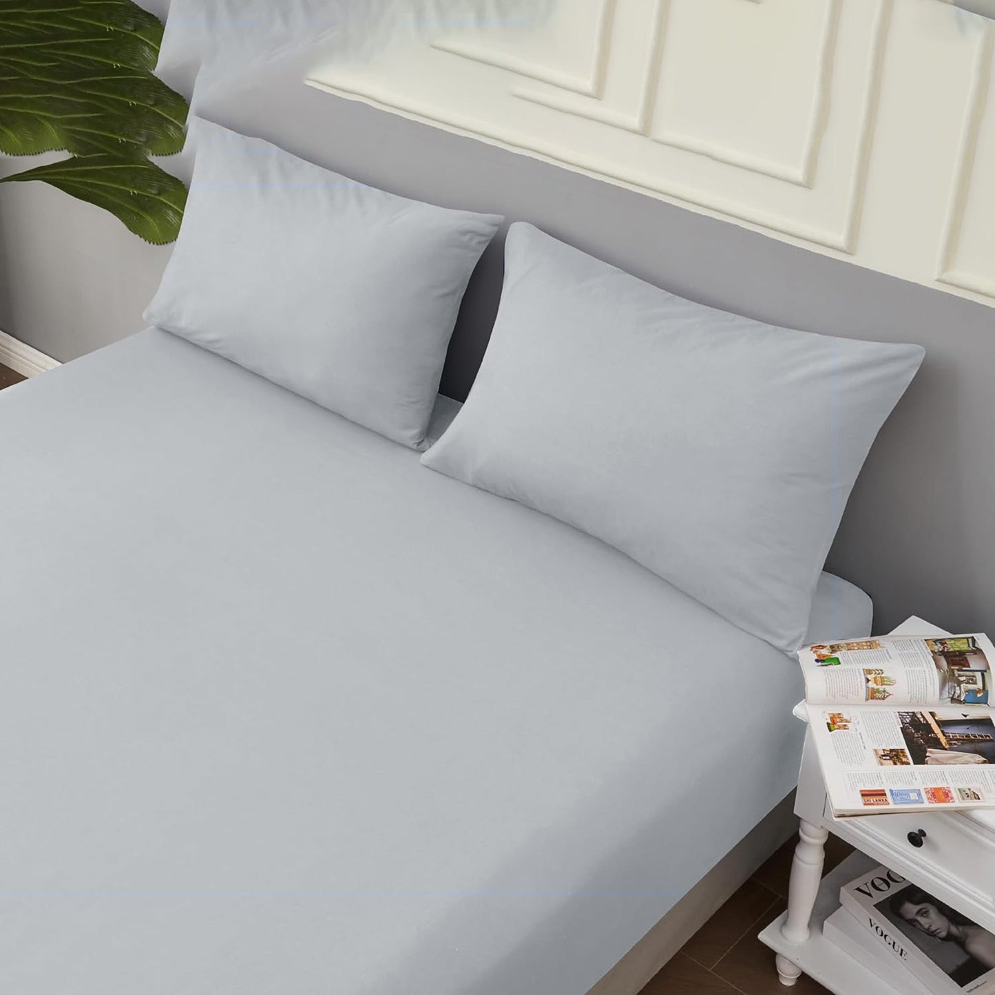 1200TC Sateen Weave Premium 100% Cotton Fitted Sheet - Silver