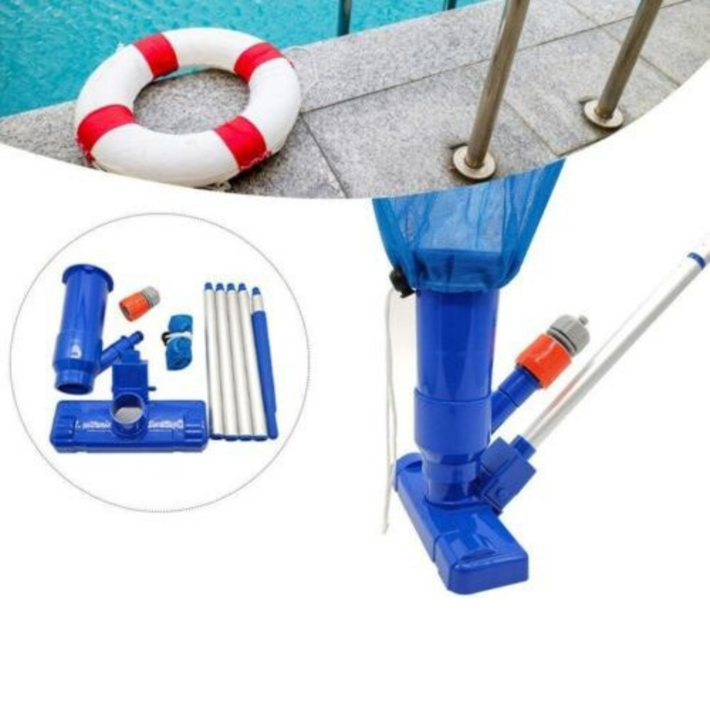 Swimming Pool Spa Pond Vacuum Cleaner Set with Brush and Pole