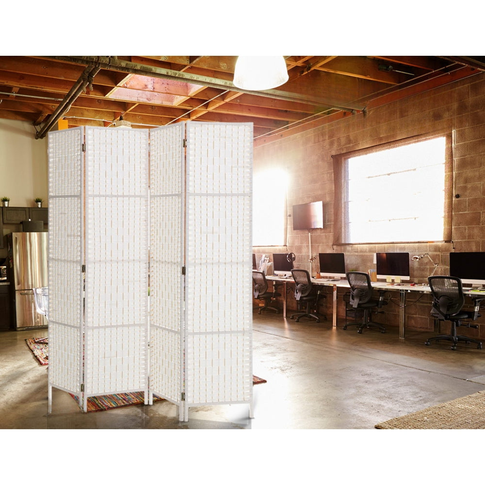 4 Panel Room Divider Screen Privacy Timber Foldable Dividers Stand White