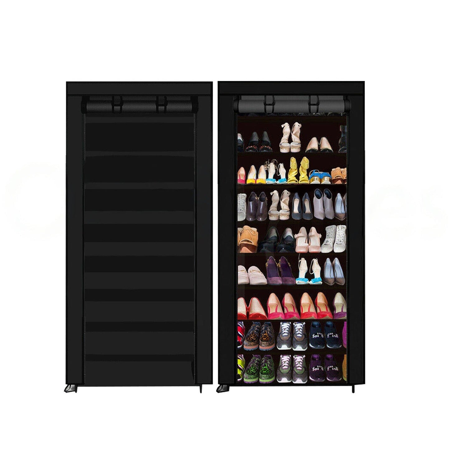 Portable Shoe Rack Cabinet 45 Pairs Storage with Cover
