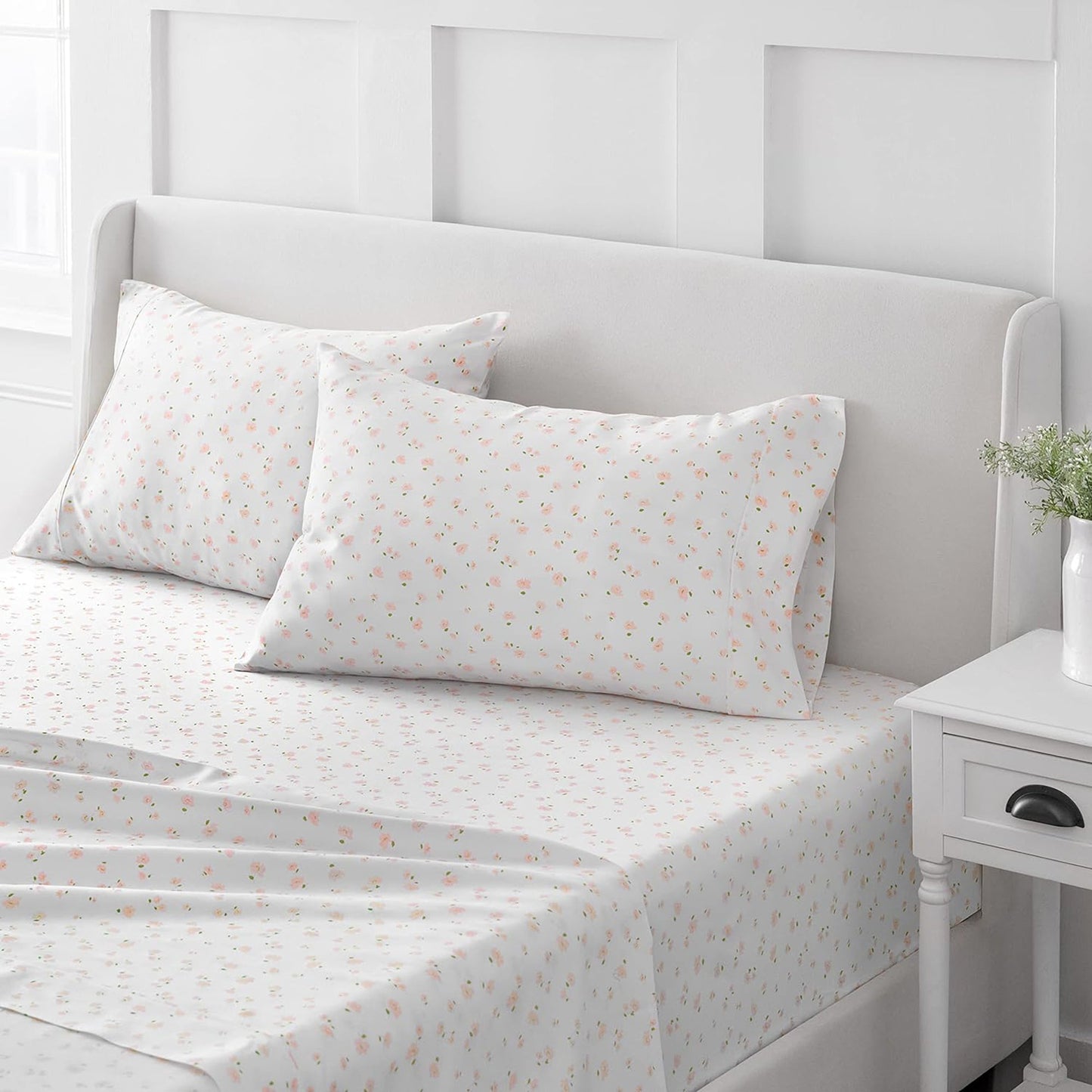 100% Cotton Soft and Durable Sateen Bed Sheet Set - Shea Floral Blush