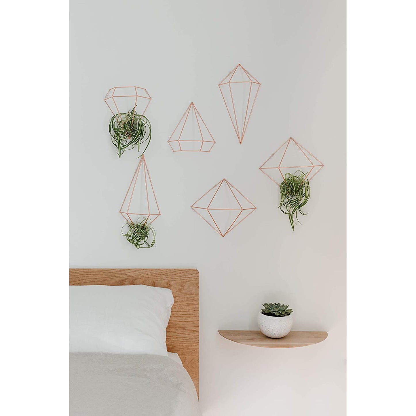 Geometric Sculptures Modern Metallic Wire Shapes Wall Decor Set of 6 - Copper