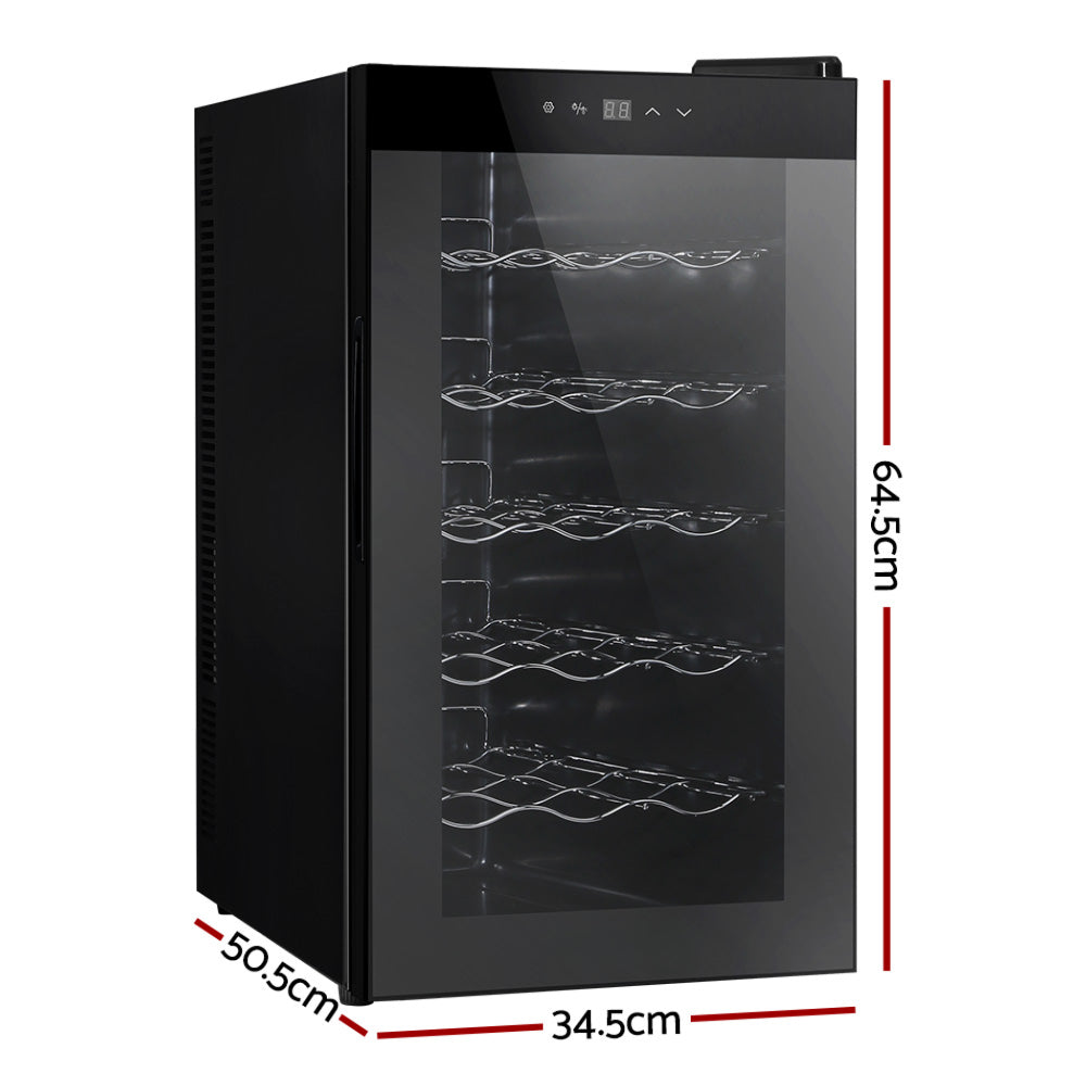 Wine Cooler 18 Bottles Glass Door Beverage Cooler Thermoelectric Fridge Black