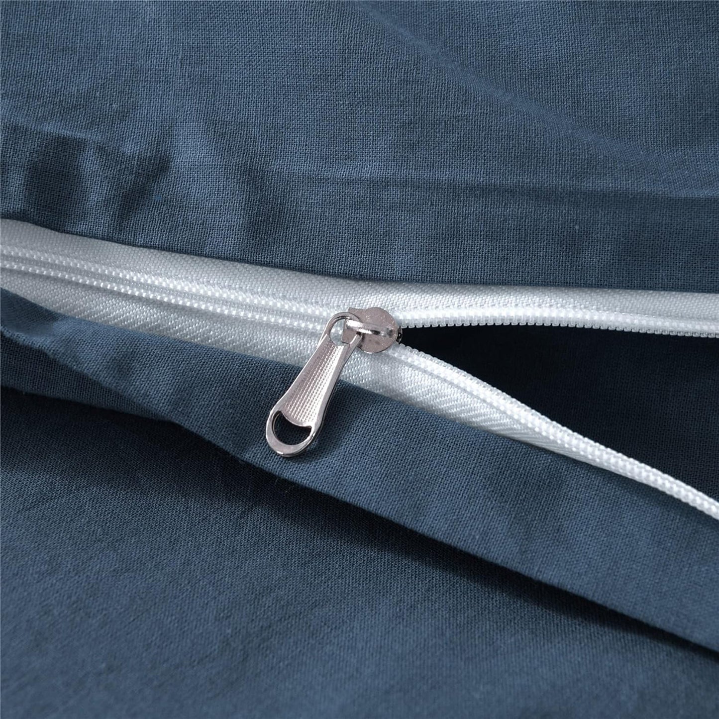 Ultra Soft 100% Washed Cloth Cotton Quilt Cover Set - Navy Blue