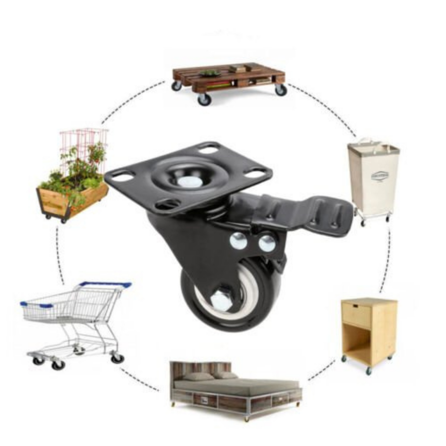 2 Inch Heavy Duty Caster Wheels Polyurethane Swivel Castors with Brake