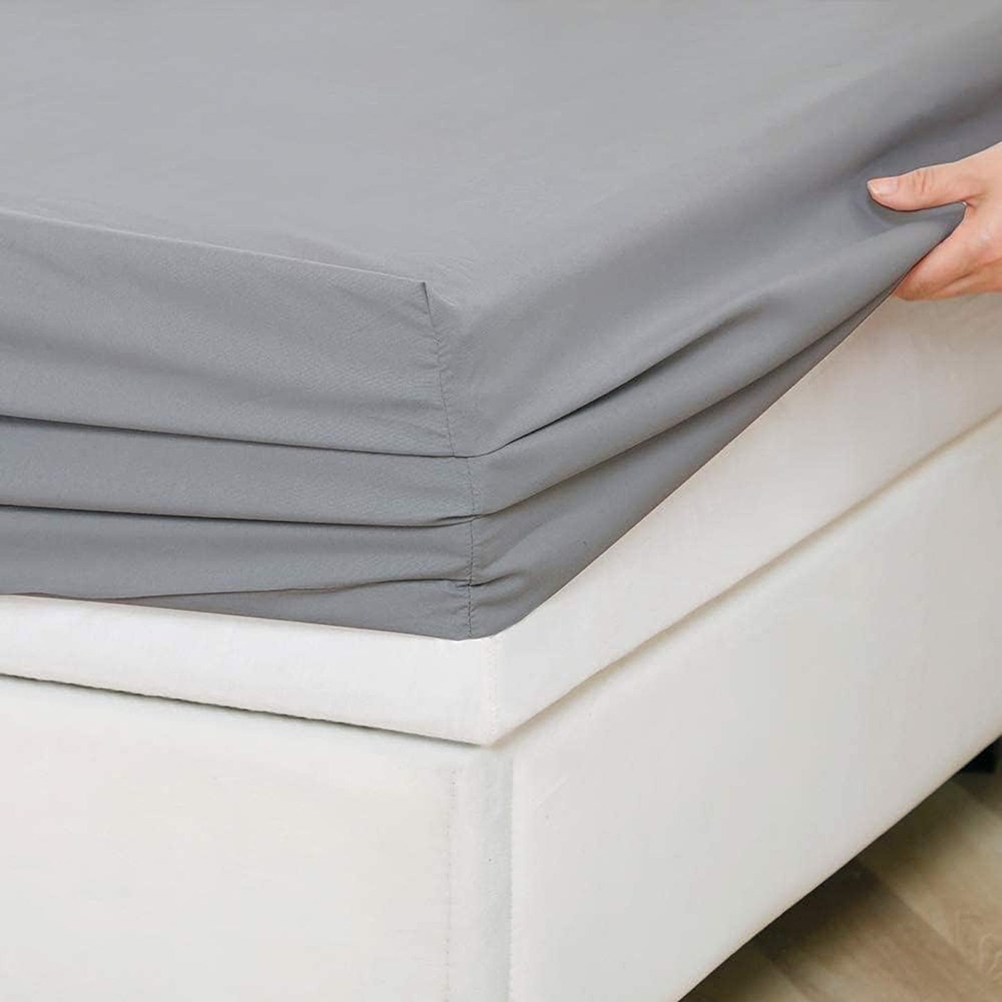 2000 TC Full Elastic Soft and Luxury Deep Pocket Fitted Bed Sheet - Silver Blue