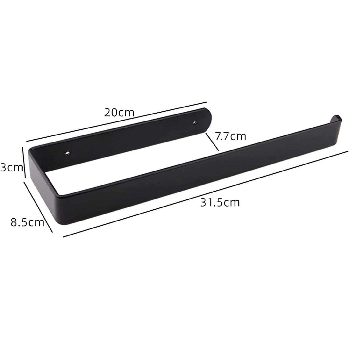 Self-Adhesive Under Cabinet Paper Towel Holder with Adhesive and Screws - Black