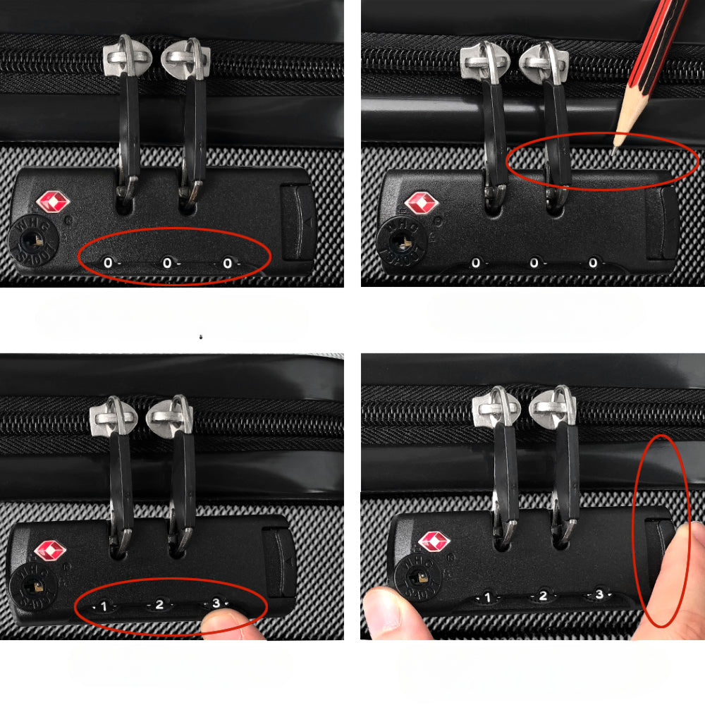 28" Luggage Trolley Travel Suitcase Set TSA Lock Hard Case Black