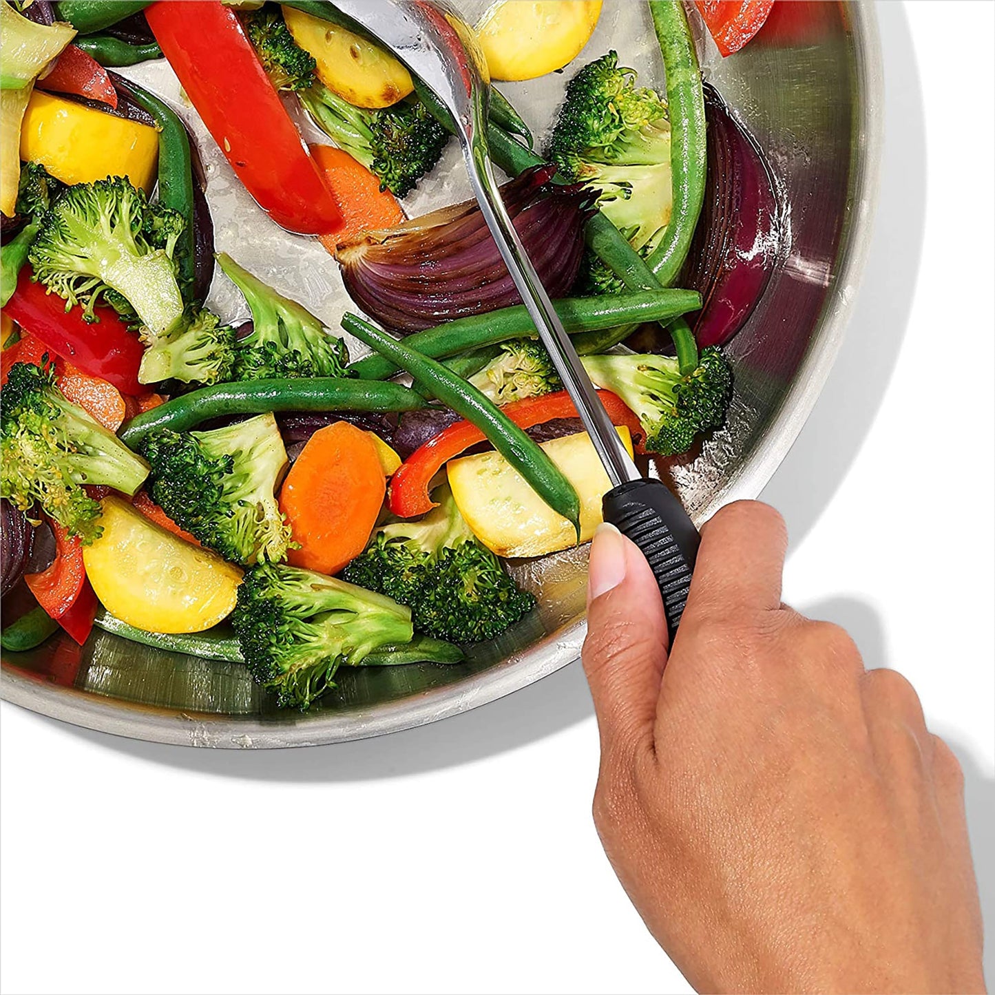 Stainless Steel Spoon with Non-Slip Handle - Silver