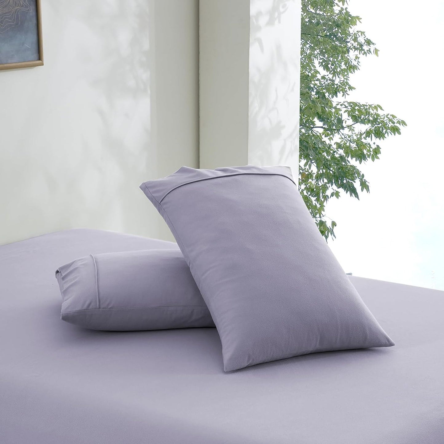 130 GSM Flannelette Soft Luxurious Micro Flannel Bed Sheet Set - Lavender