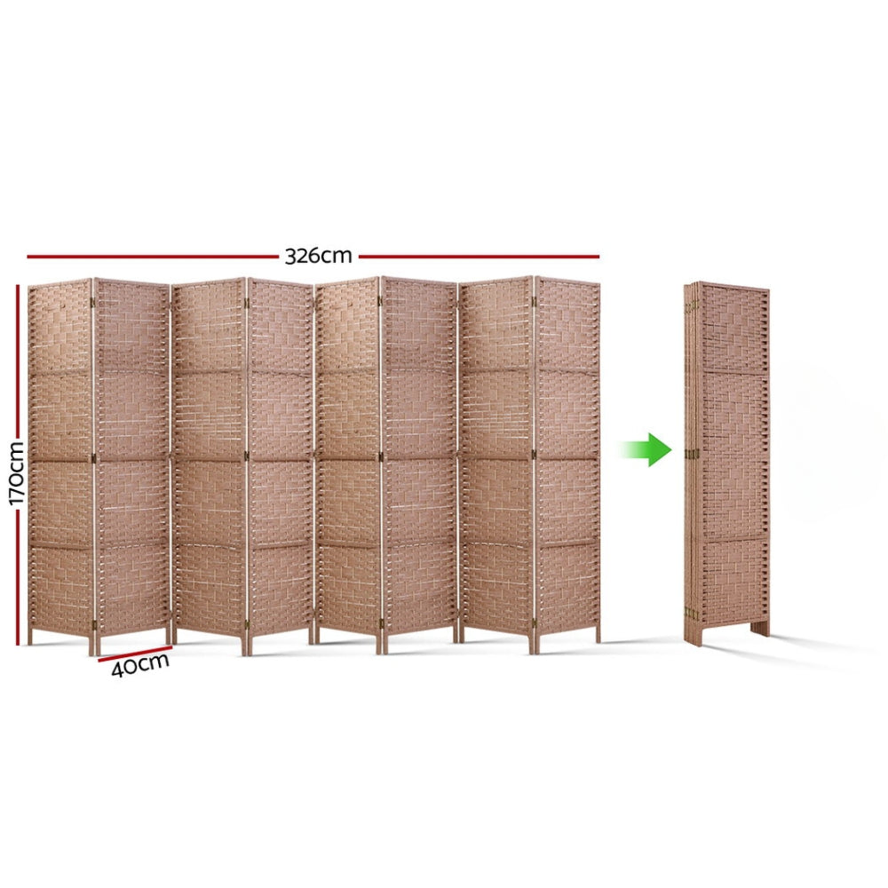 8 Panel Room Divider Screen Privacy Timber Foldable Dividers Stand Natural