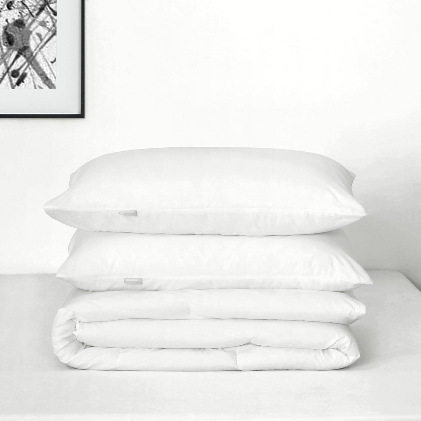 225TC Soft and Cozy Hypoallergenic Cotton Washed Quilt Cover Set - White