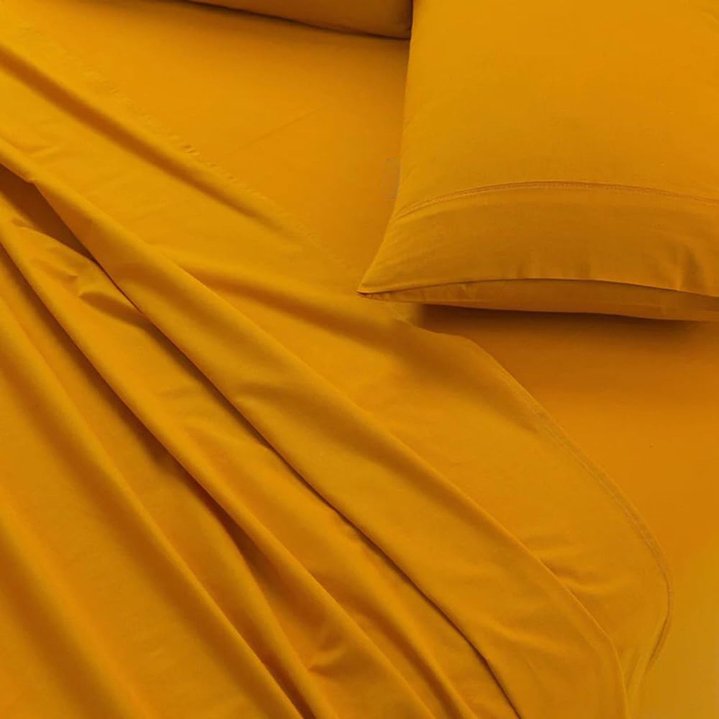 100% Cotton Vintage Washed Bed Sheet Set - Mustard