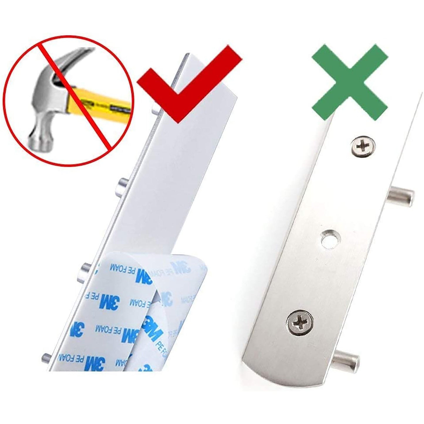 Self Adhesive Stainless Steel Towel Hanger Key Rail Rack with 4 Heavy Duty Hooks 26 cm