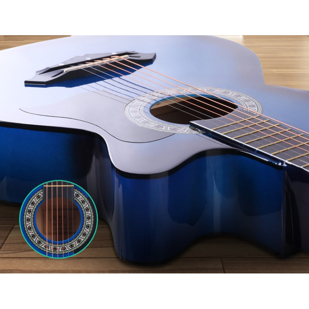 38 Inch Wooden Acoustic Guitar Blue