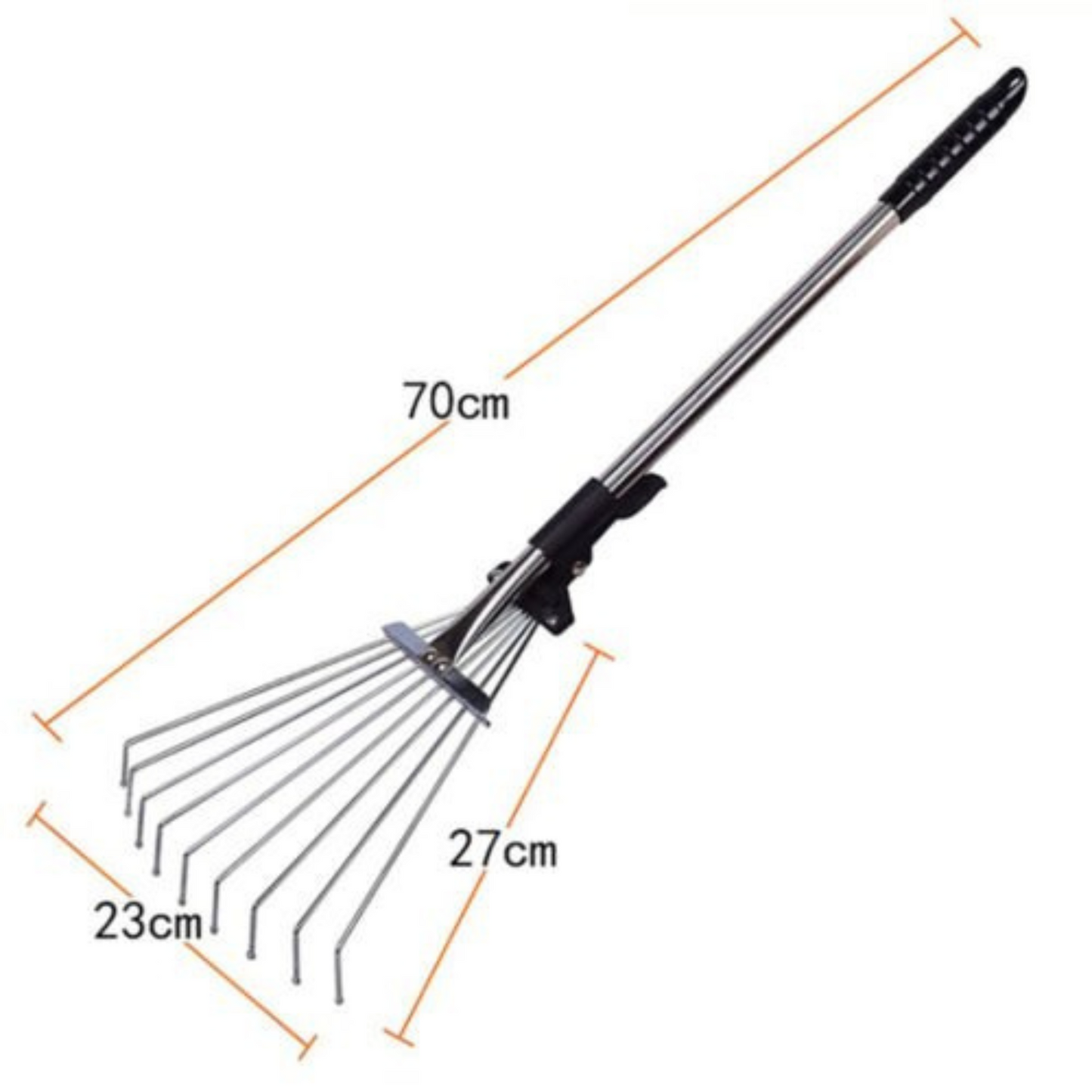 Adjustable Head Garden Lawn Leaf Rake with Telescopic Handle