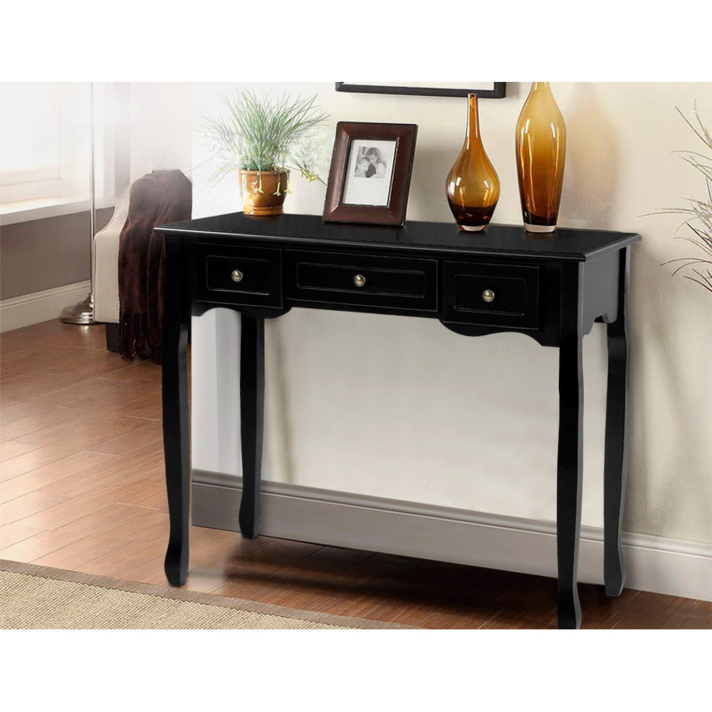 Hallway Console Table Hall Side Dressing Entry Display 3 Drawers Black