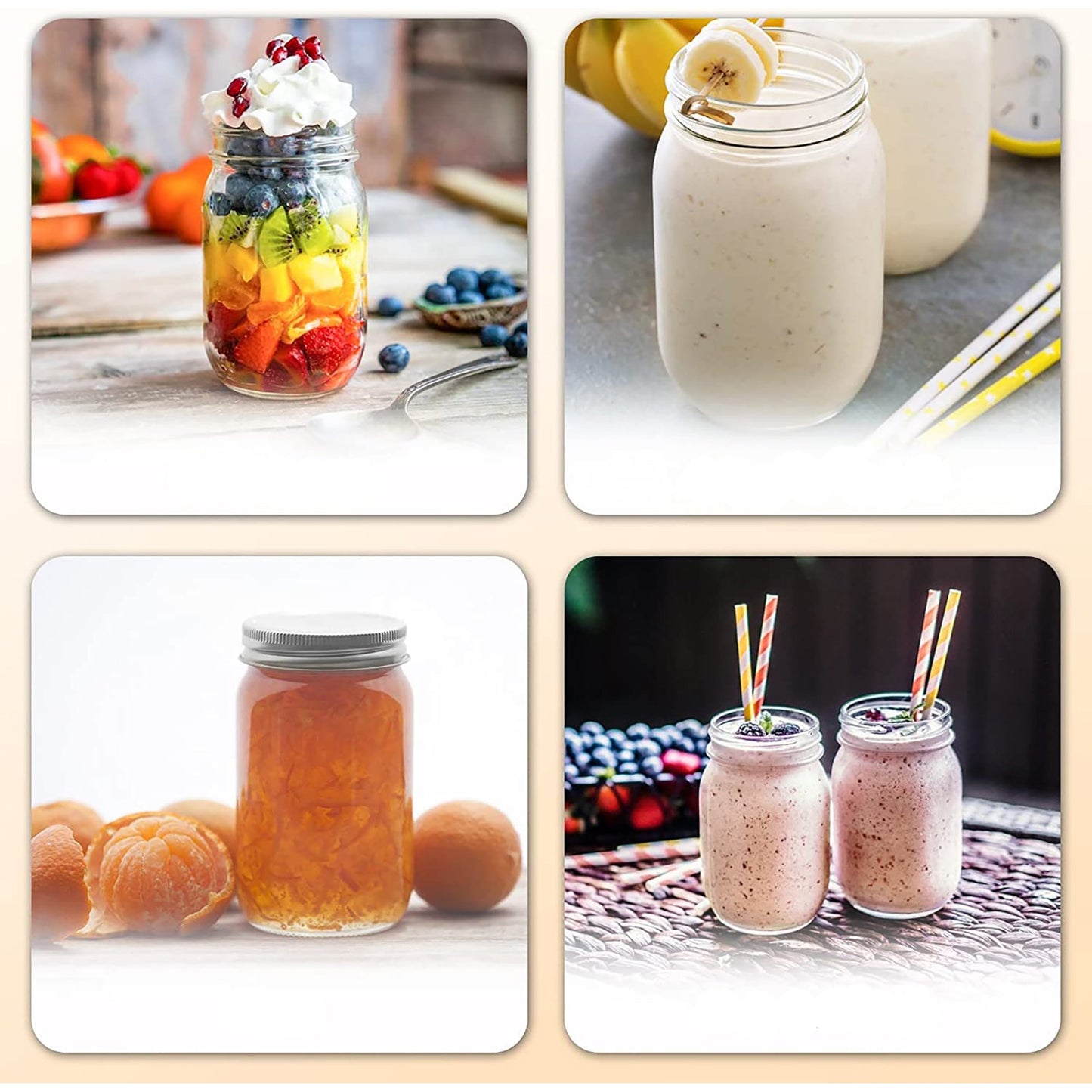 Mason Jars with 18 Regular Lids and Bands with 12 Labels Included 12 Pack - 16 oz