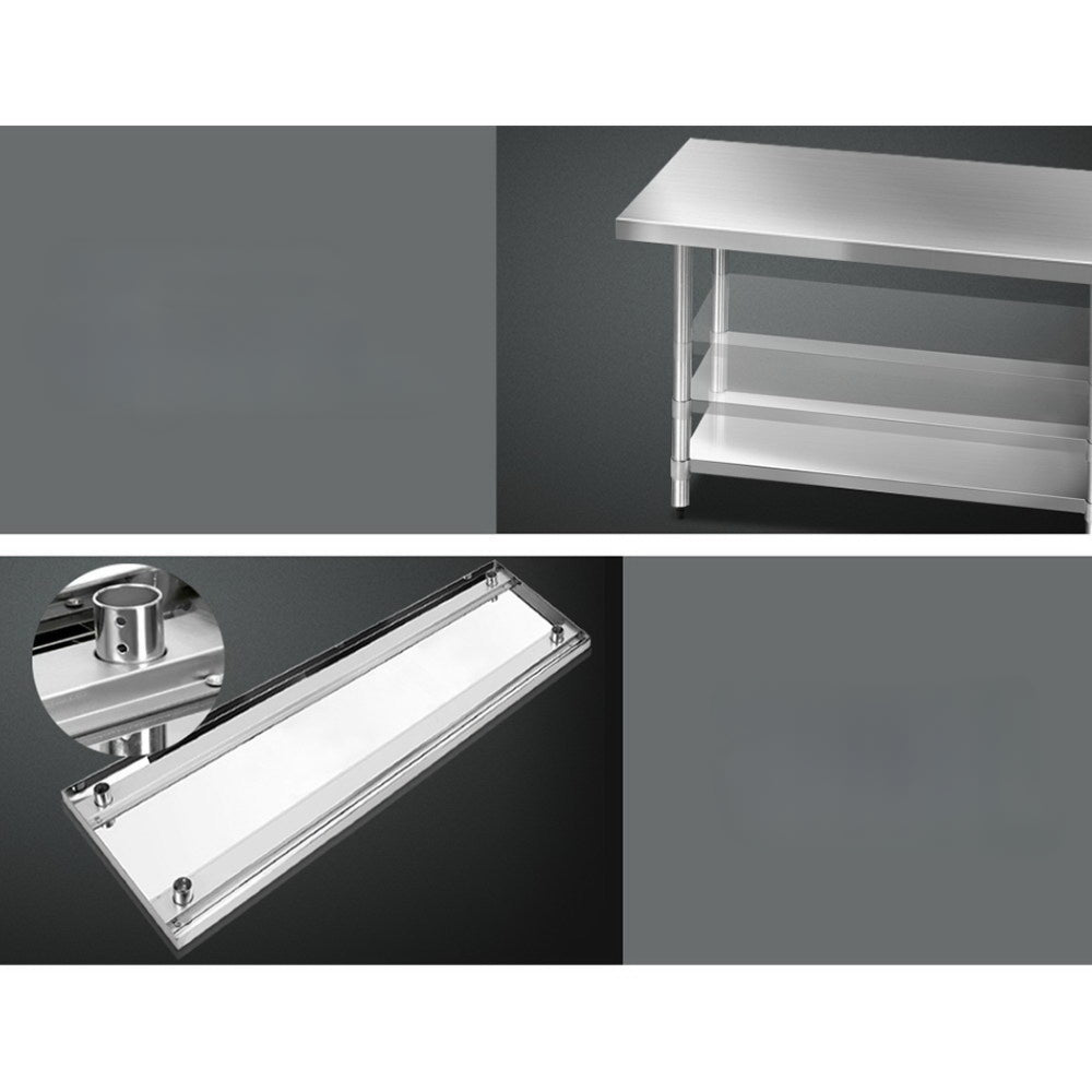1829 x 762mm Commercial Stainless Steel Kitchen Bench with 4pcs Castor Wheels