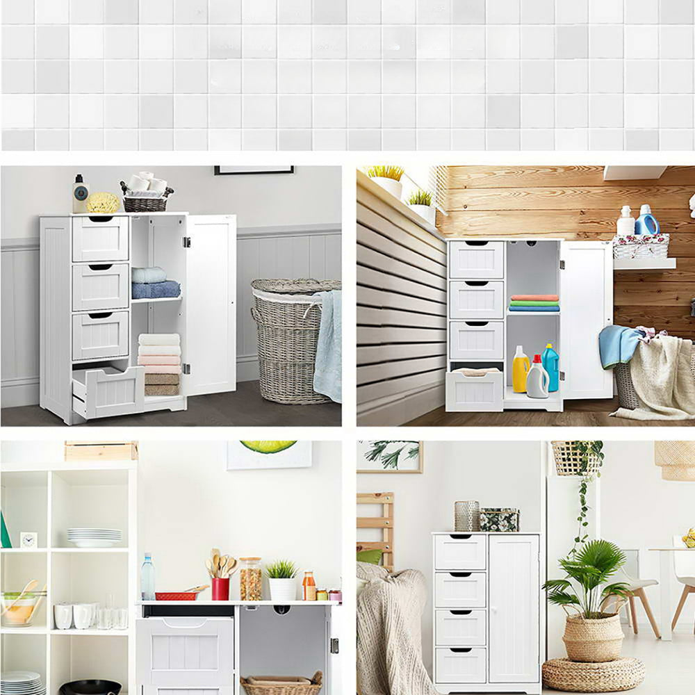 Bathroom Tallboy Storage Cabinet - White