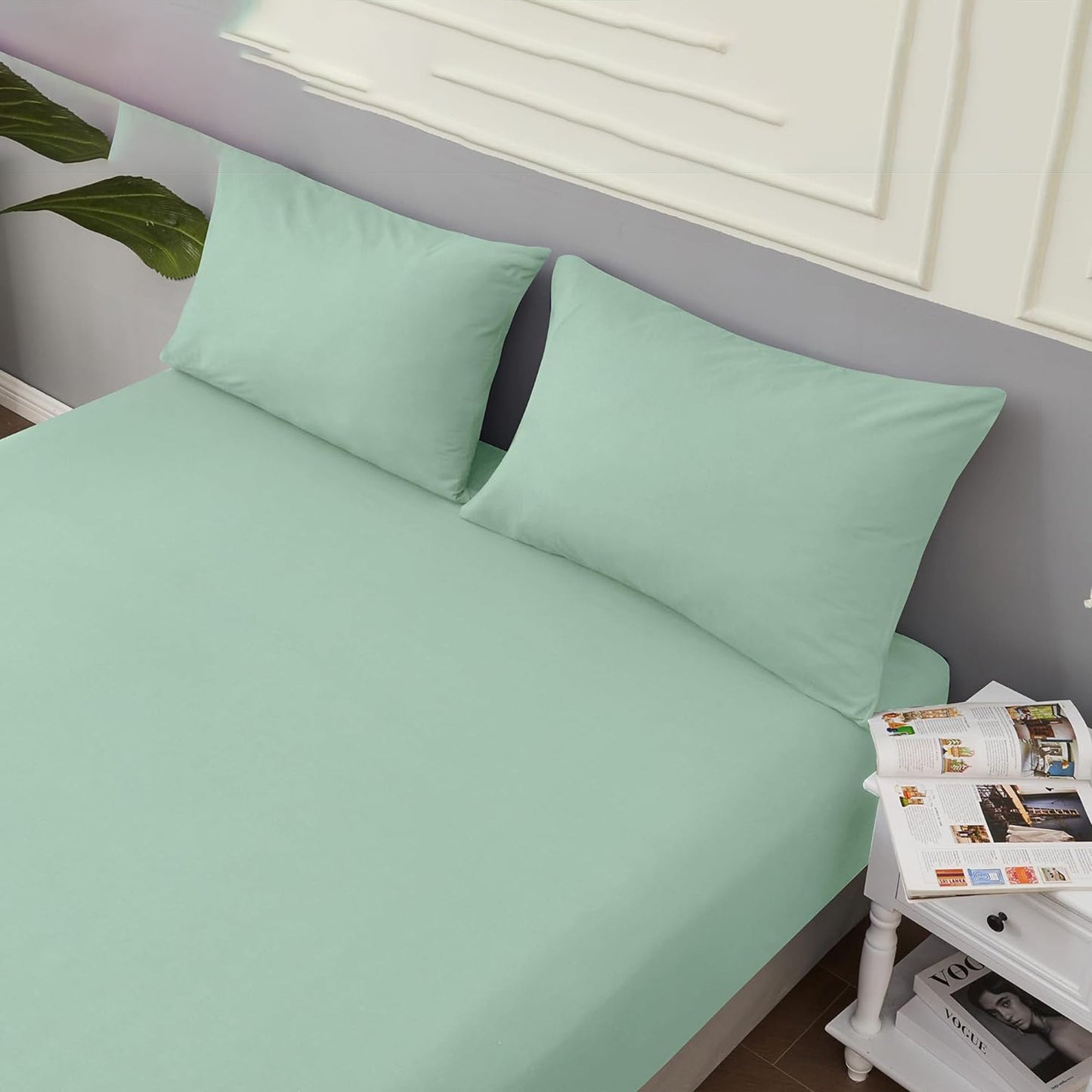 1200TC Sateen Weave Premium 100% Cotton Fitted Sheet - Sage Green