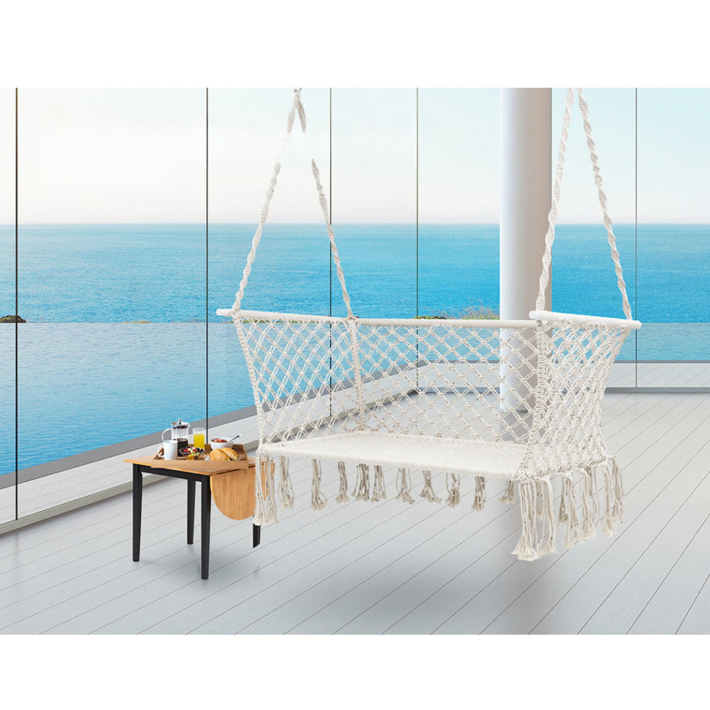 Camping Portable Hammock Chair Patio Swing Double Seat - Cream