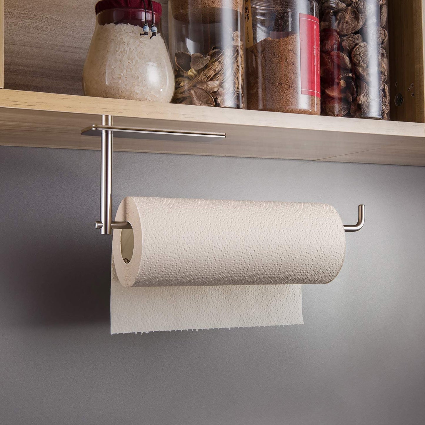 Self Adhesive Stainless Steel Paper Towel Holder Rack - Silver