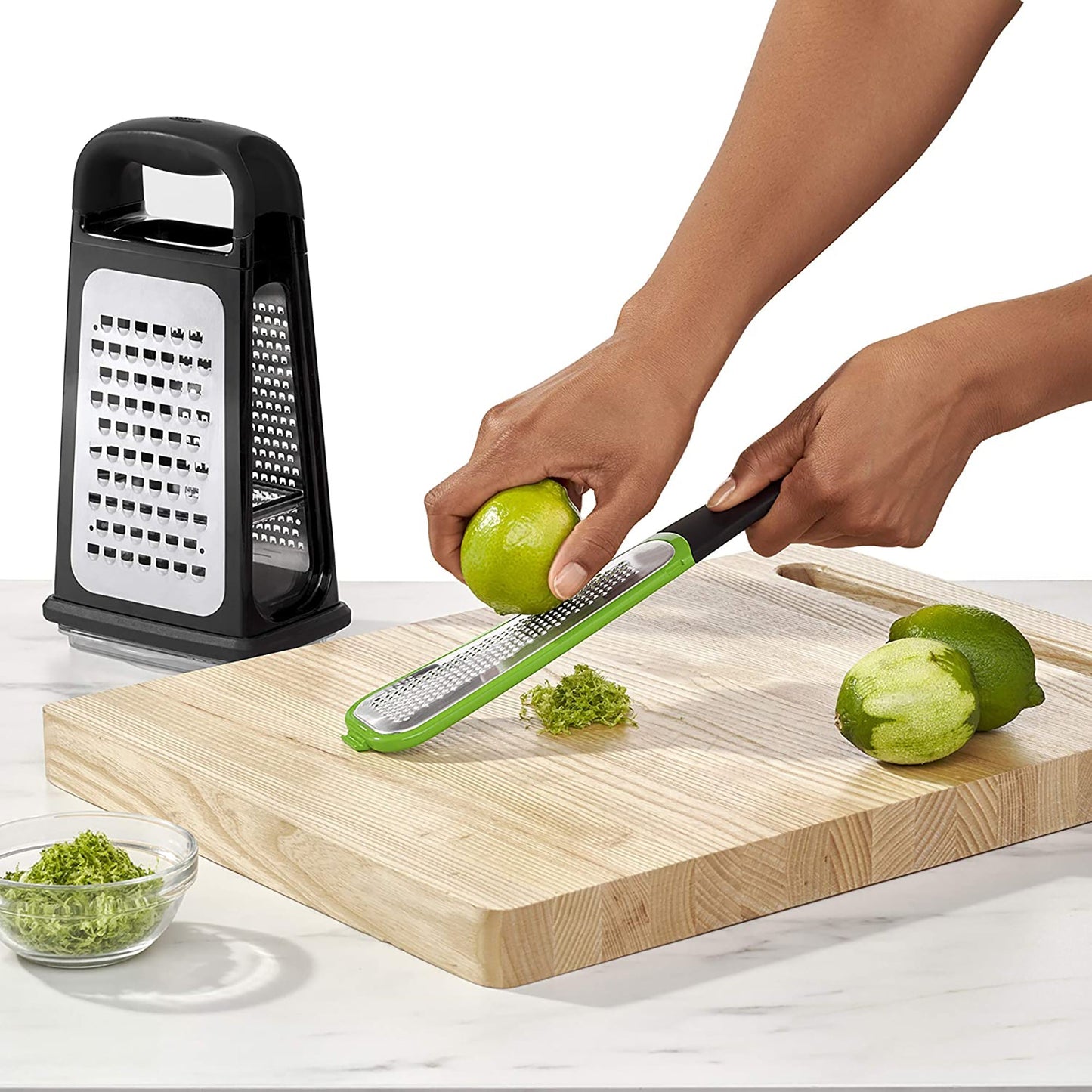 Stainless Steel Box Grater with Removable Zester - Black