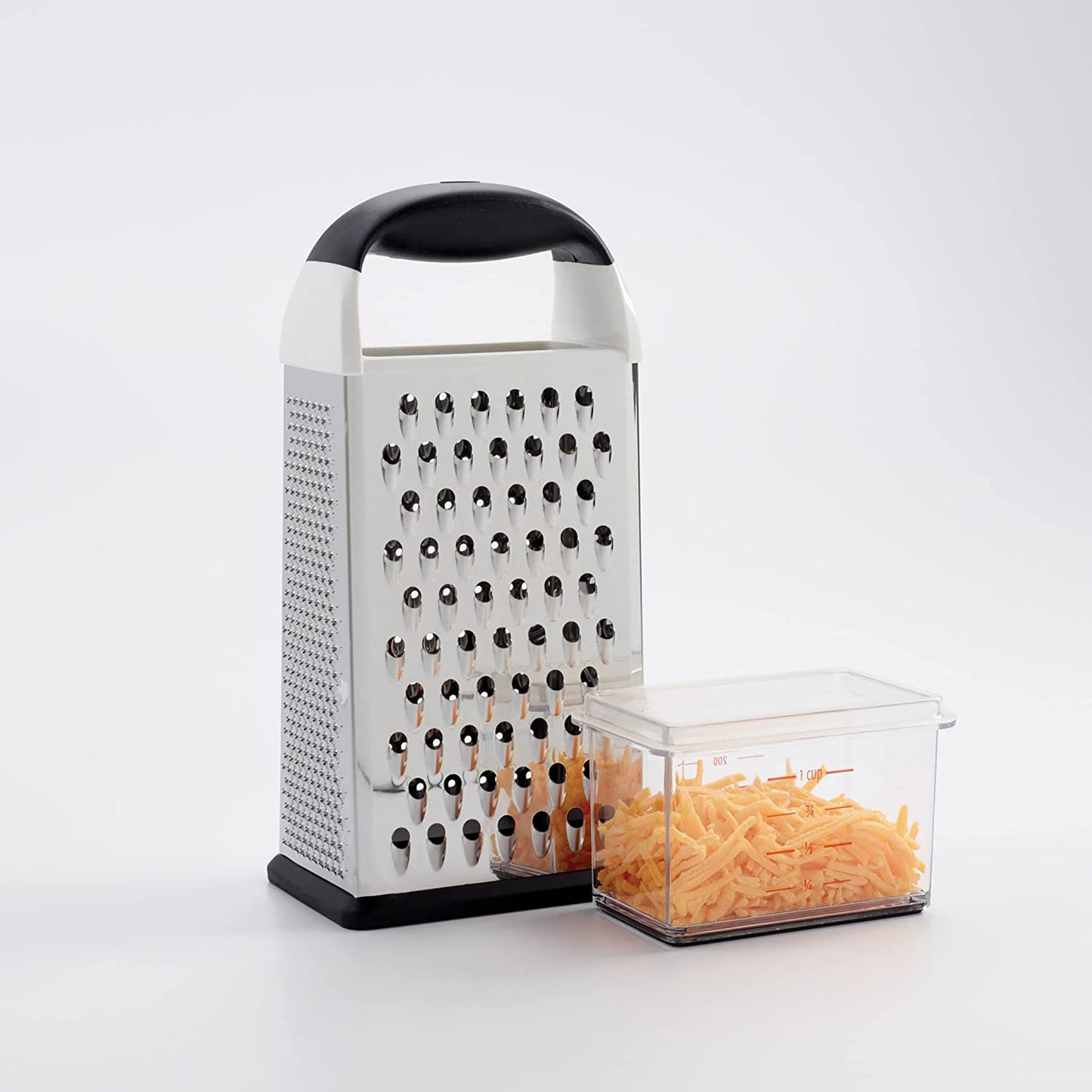 Box Grater with Catch and Store Container - White
