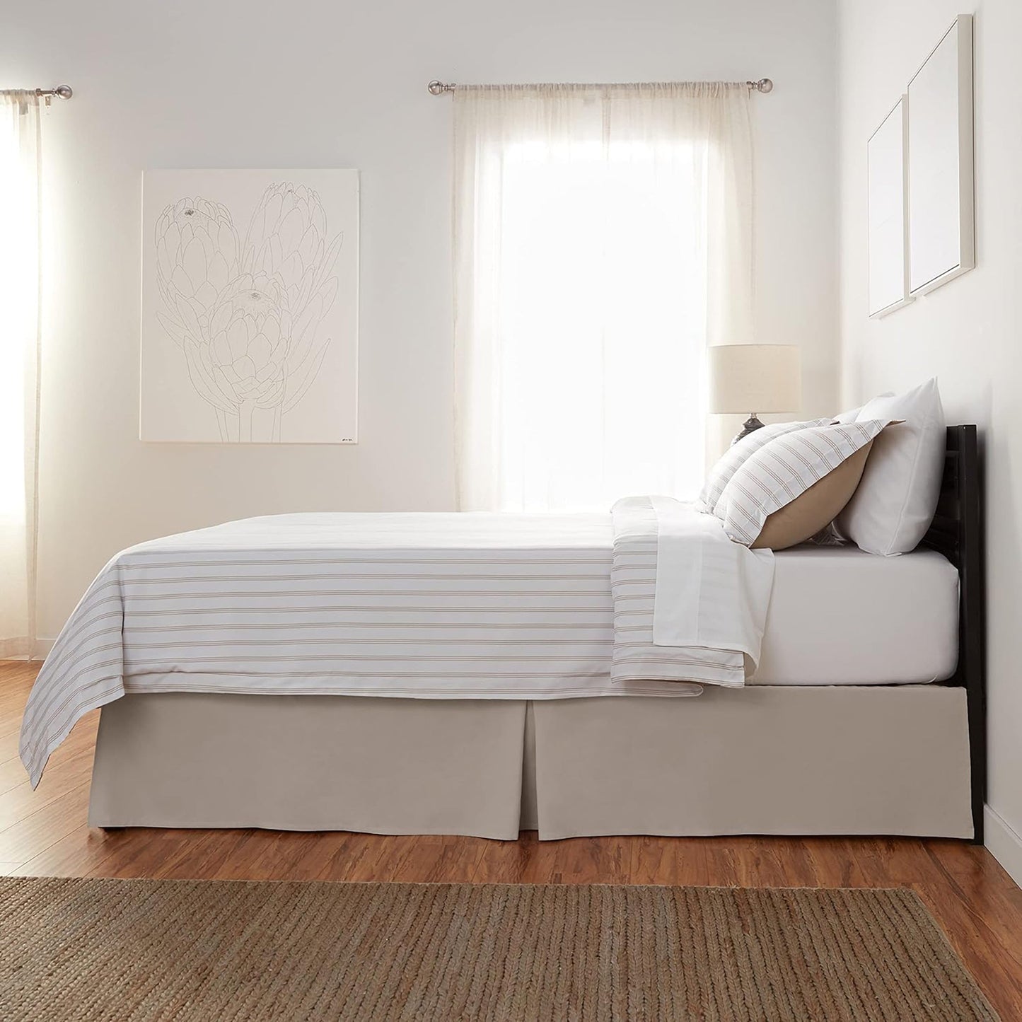 Polyester Lightweight Pleated Bed Skirt - Taupe