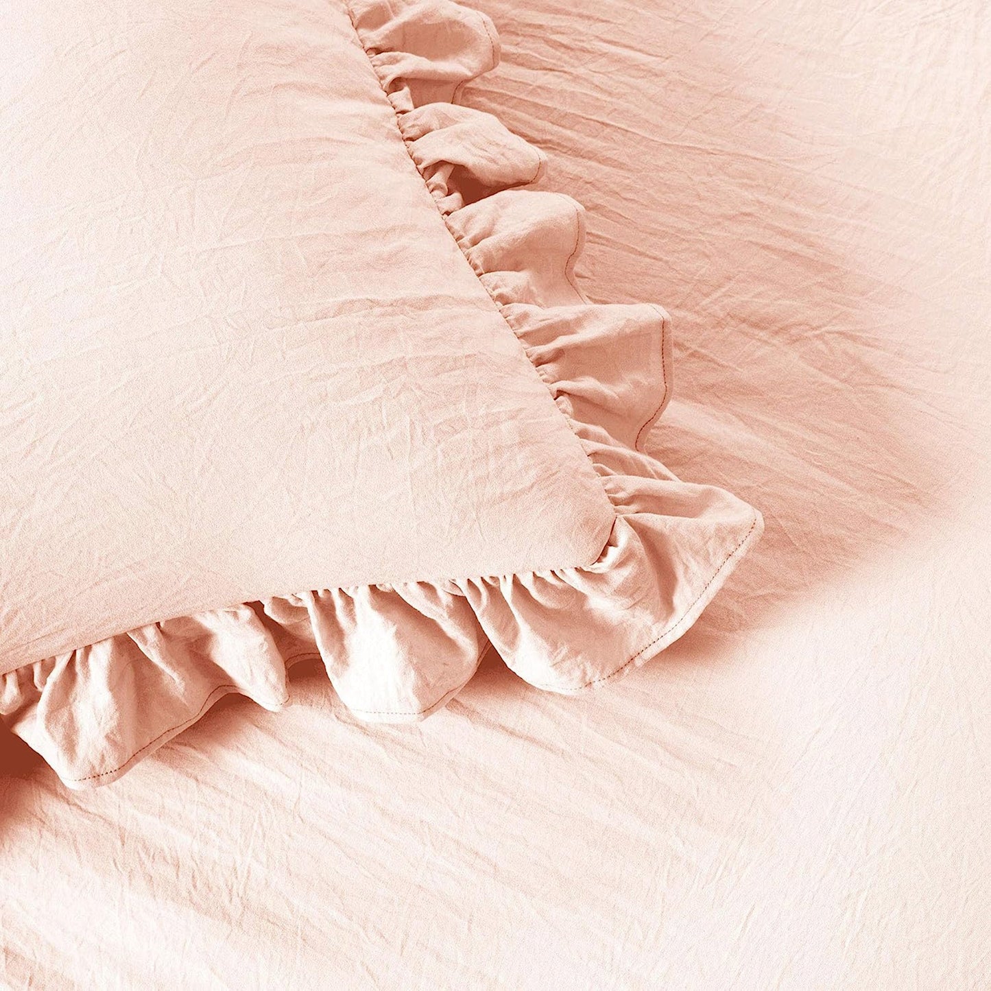 Vintage Chic Farmhouse Style Lightweight Ruffle Skirt Bedspread - Blush