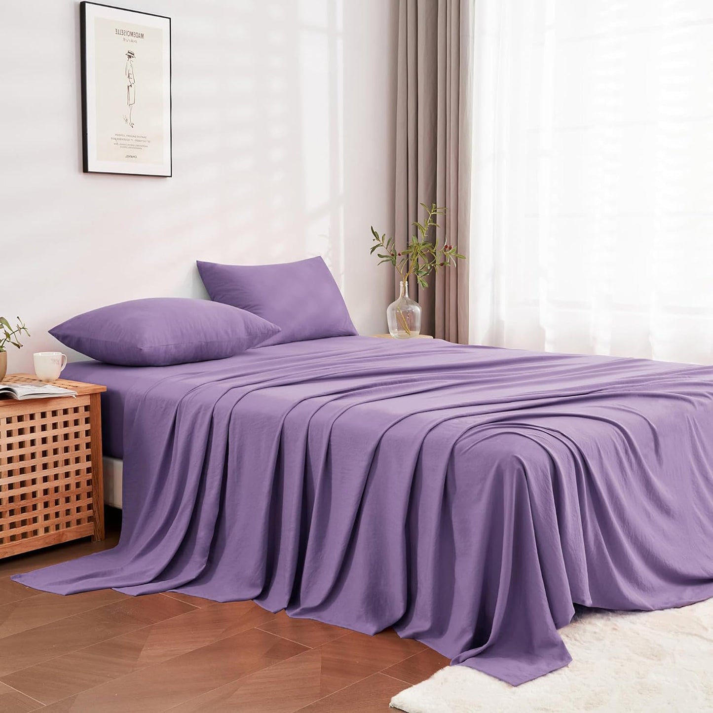 Premium 1800TC Breathable Ultra-Soft Microfibre Single Bed Sheet Set - Dusty Lilac