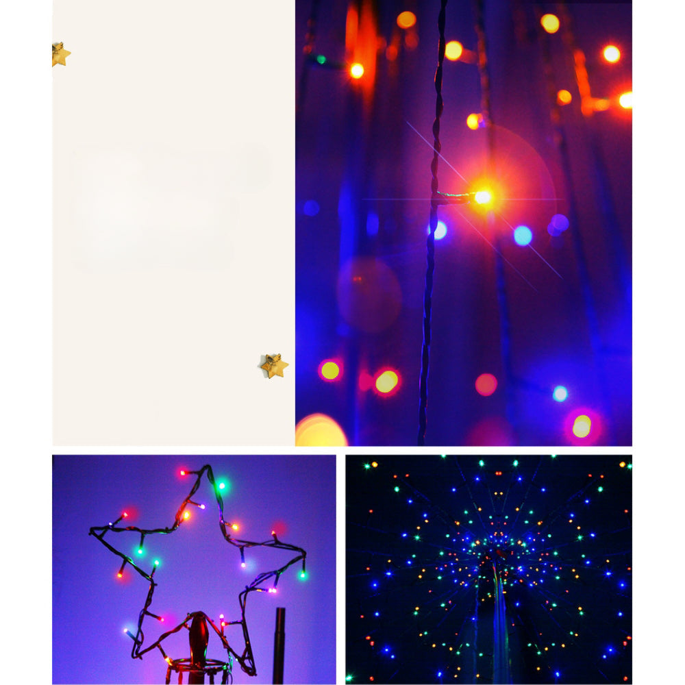 Christmas Tree Xmas Solar Lights Multi Colour 264 LED - 2.1m