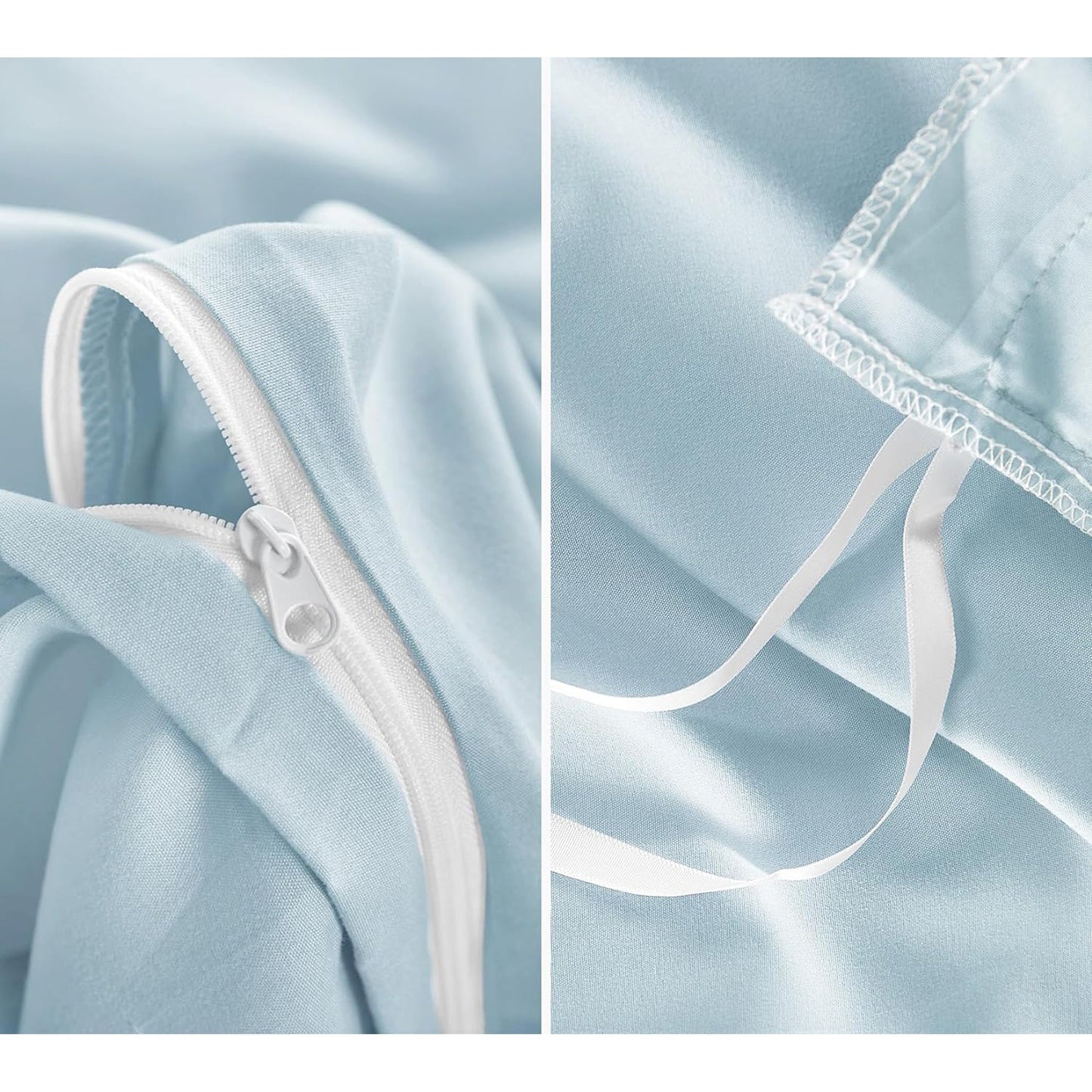 1000TC Ultra Soft Microfiber Duvet Doona Cover Bedding Quilt Cover Set - Light Blue