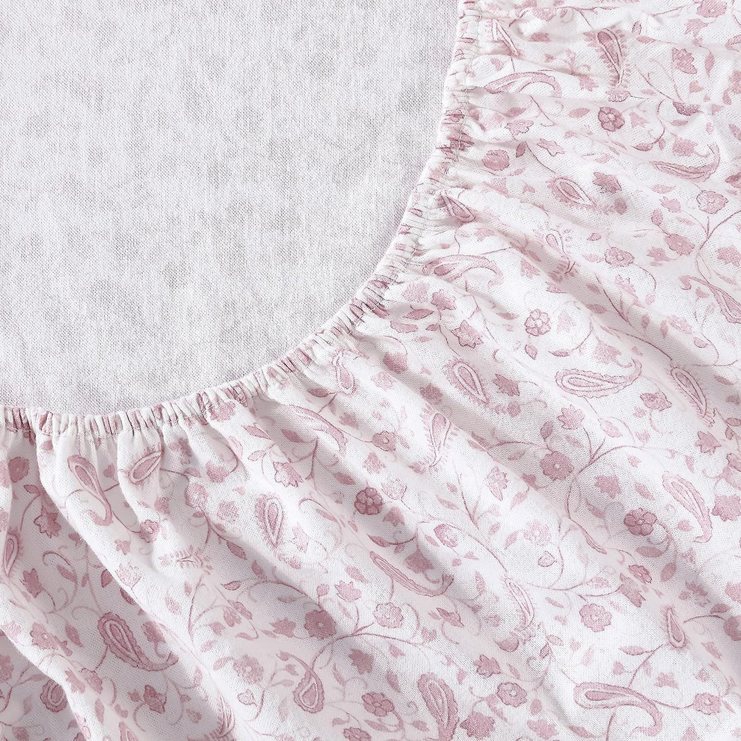 Soft Brushed Cotton Flannel Bedding Sheet Set - Paisley Prance Pink