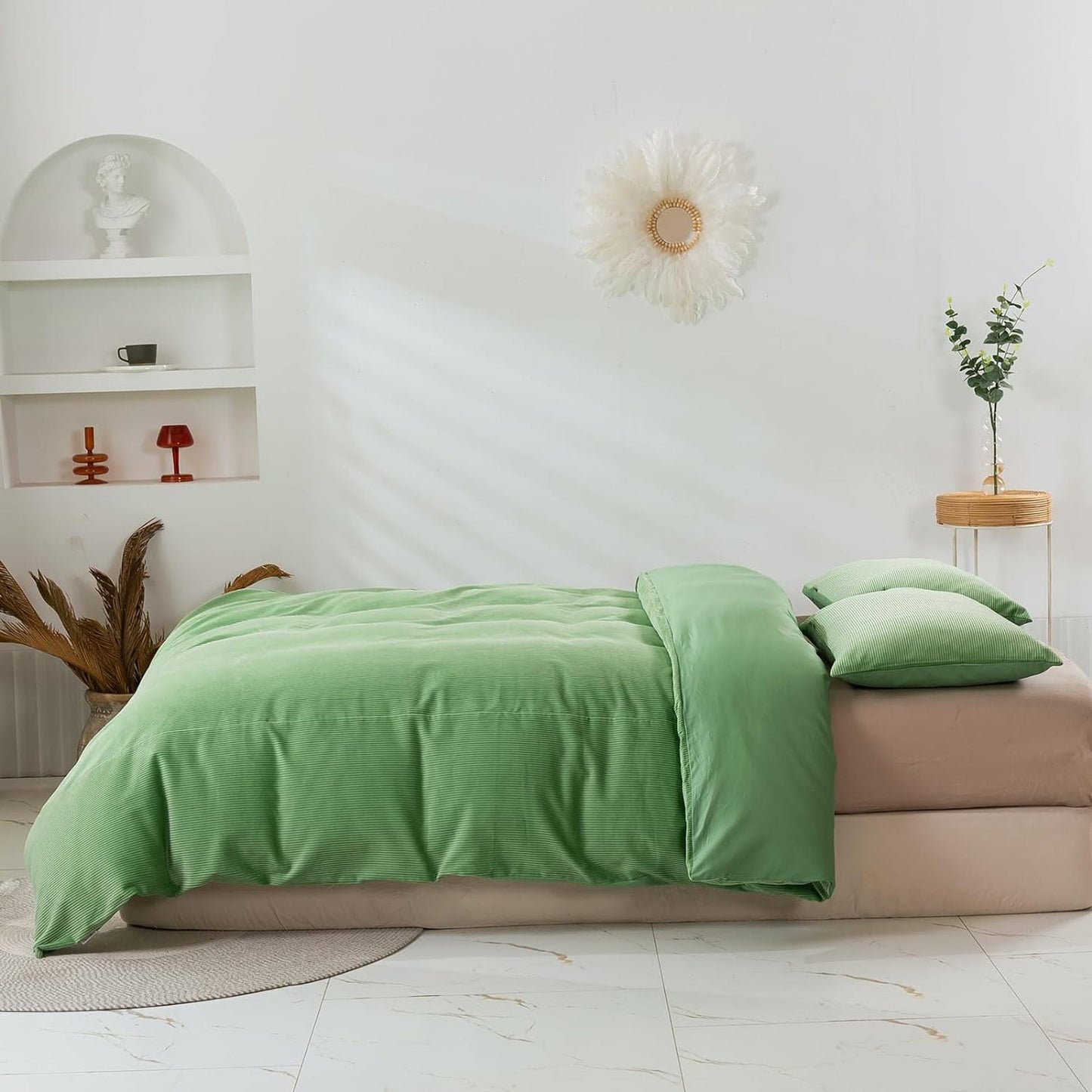 100% Soft Comfortable Cotton Corduroy Durable Doona Quilt Cover Set - Jade