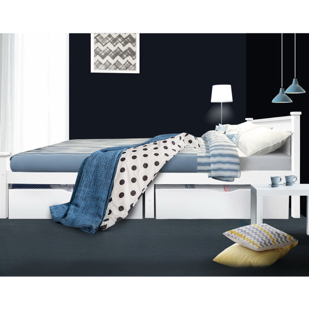 Single Size Wooden Bed Frame - White