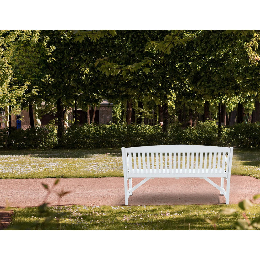 Wooden Garden Bench Outdoor Furniture Decor Patio 3 Seater - White