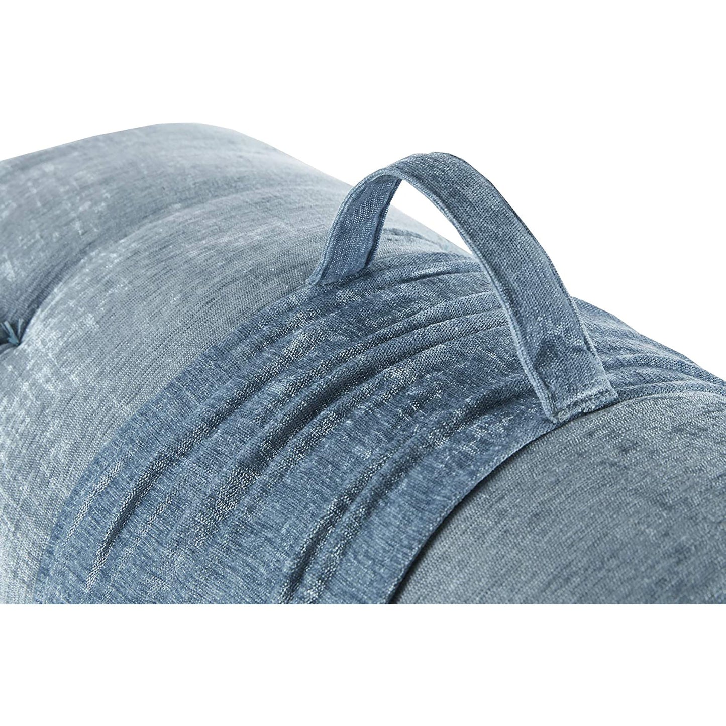 Foldable Poly Chenille Light Weight Floor Pillow Tufted Seat Cushion with Travel Wrap - Aqua