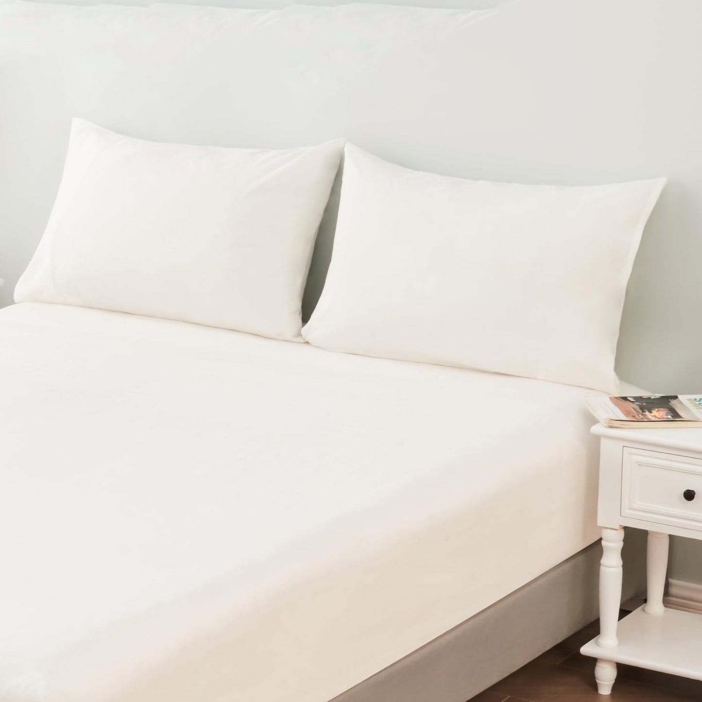 1200TC Sateen Weave Premium 100% Cotton Fitted Sheet - White