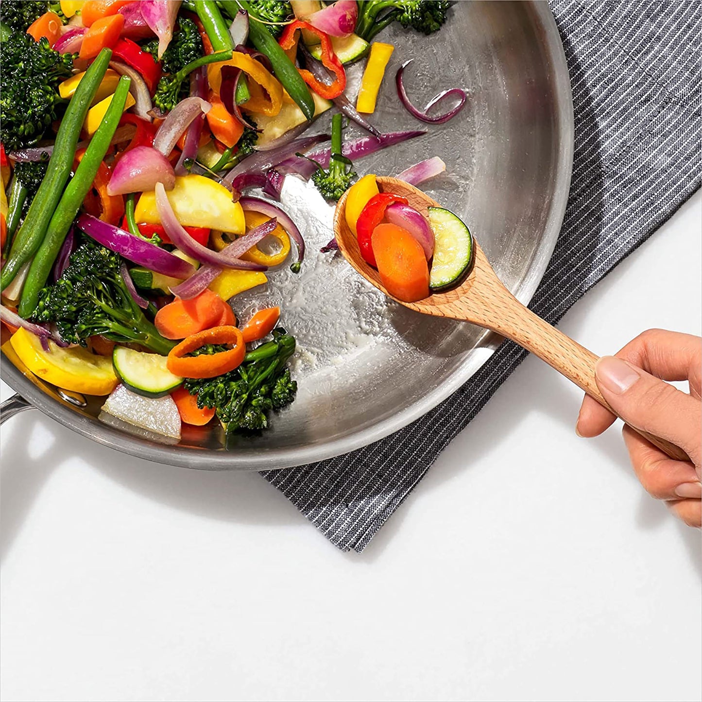 Solid Beechwood Wooden Kitchen Spoon - Brown