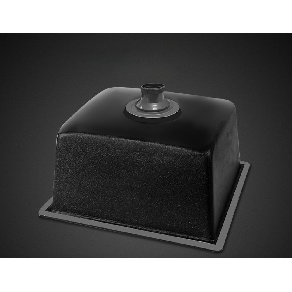Stone Kitchen Sink 450X450MM Granite Under/Topmount Basin Bowl Laundry Black