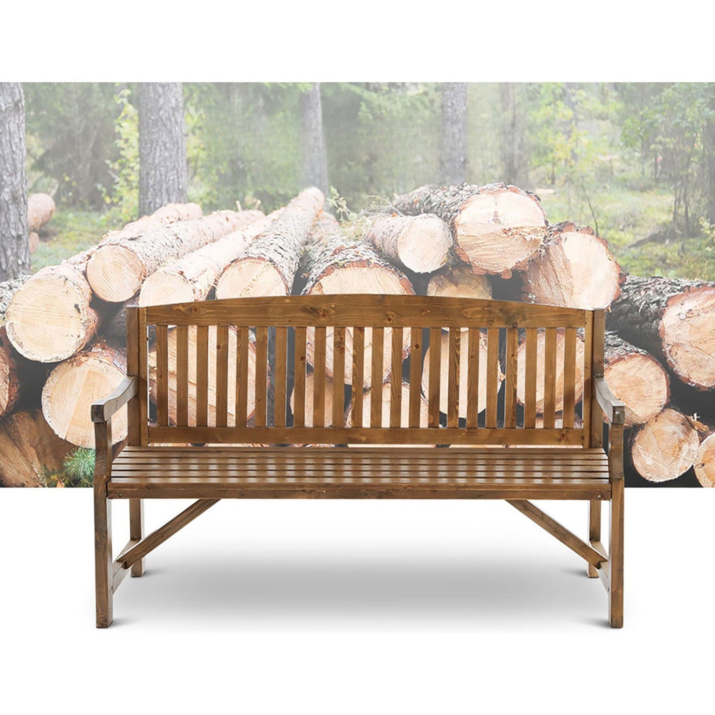 Wooden Garden Bench Outdoor Furniture Decor Patio 3 Seater - Brown