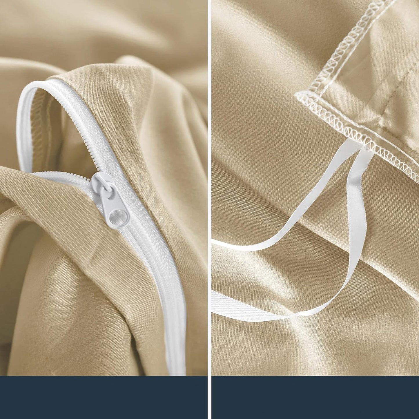 1000TC Ultra Soft Microfiber Duvet Doona Cover Bedding Quilt Cover Set - Tan