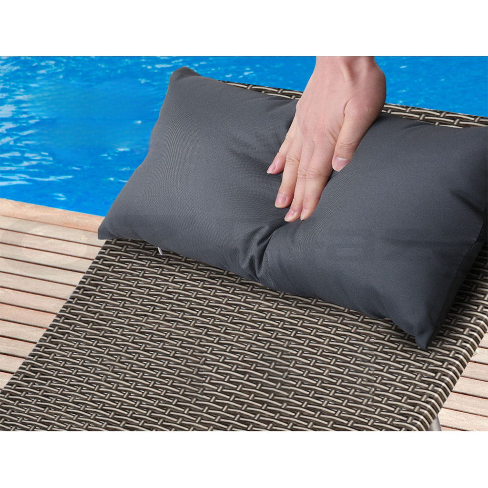 Sun Lounge Outdoor Wicker Lounger Rattan Garden Patio Set of 2 - Grey