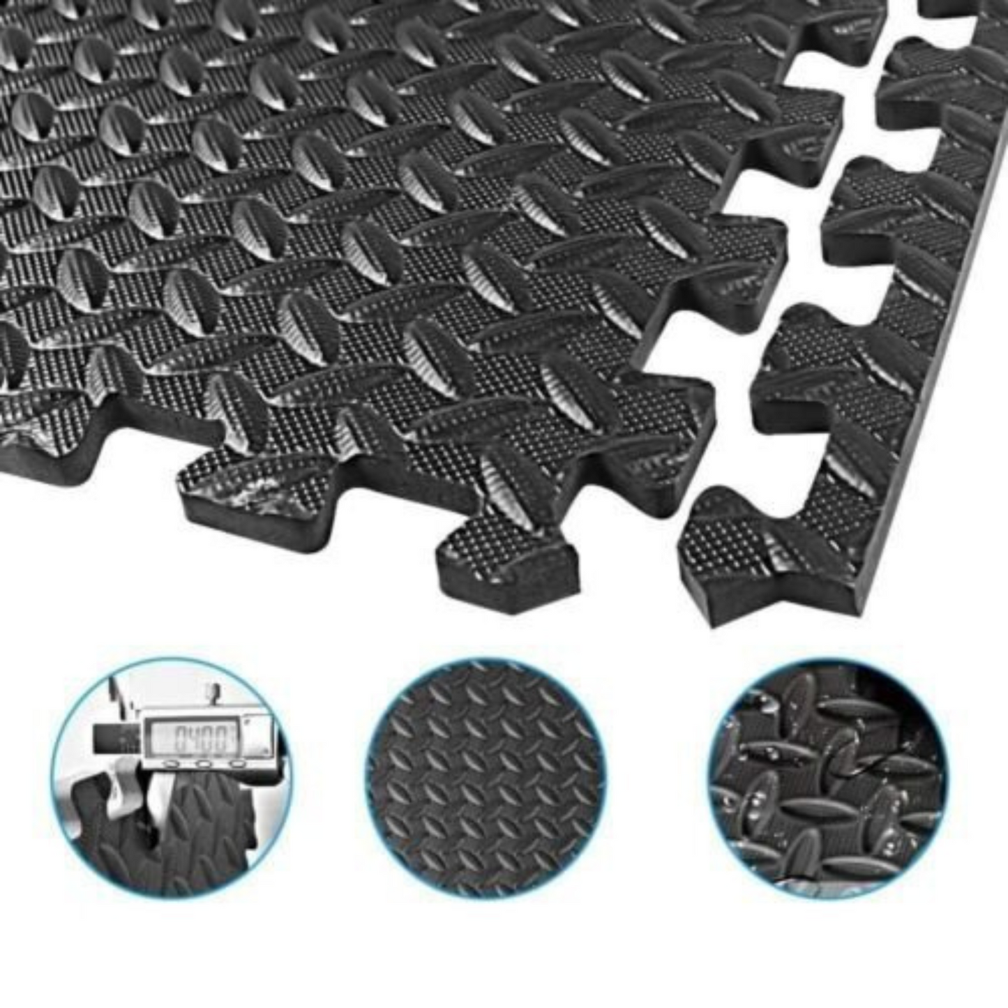 12 to 24x EVA Black Foam Mat Interlocking Heavy Duty Gym Flooring