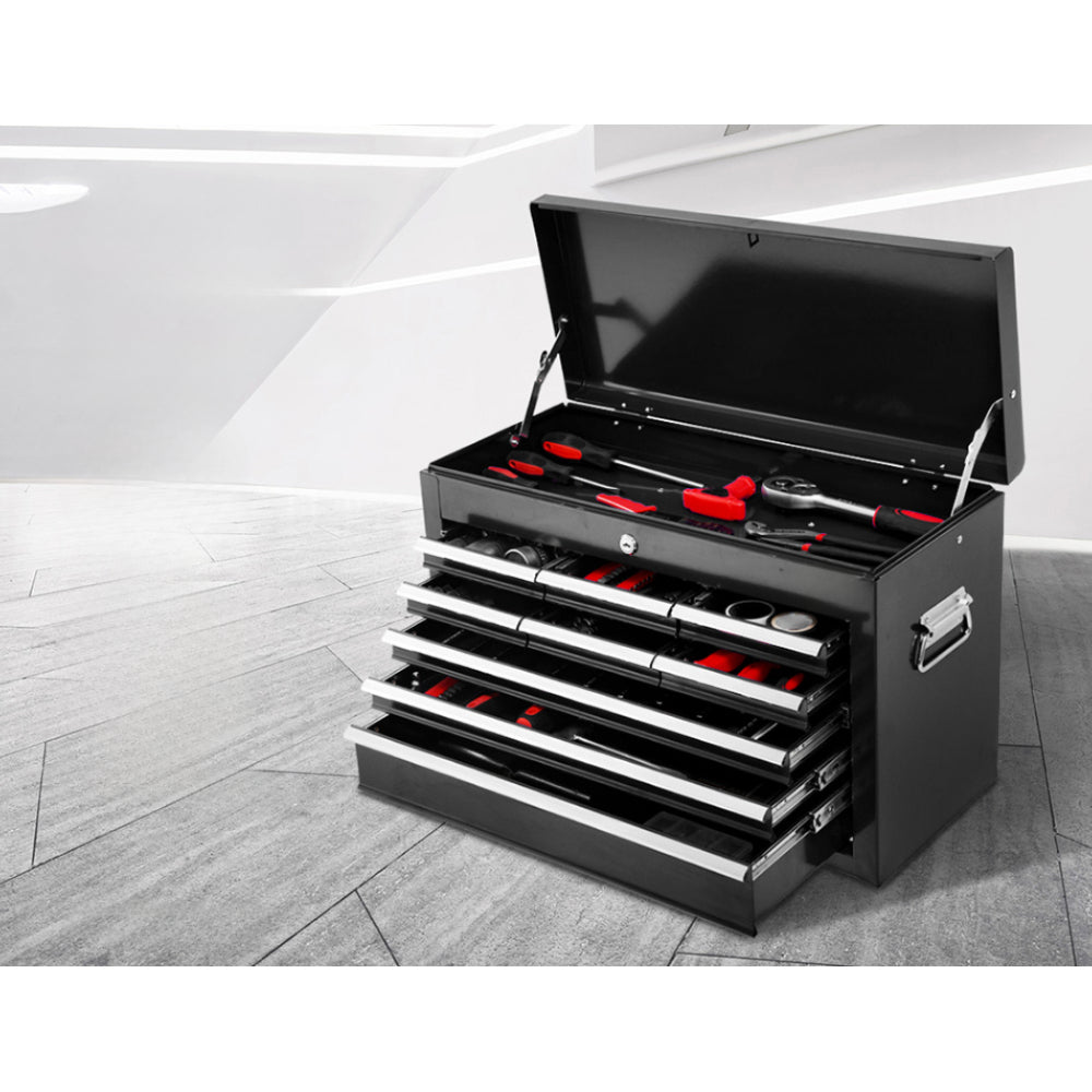 Cabinet Garage Tool Box Chest Trolley Storage Black - 15 Drawers