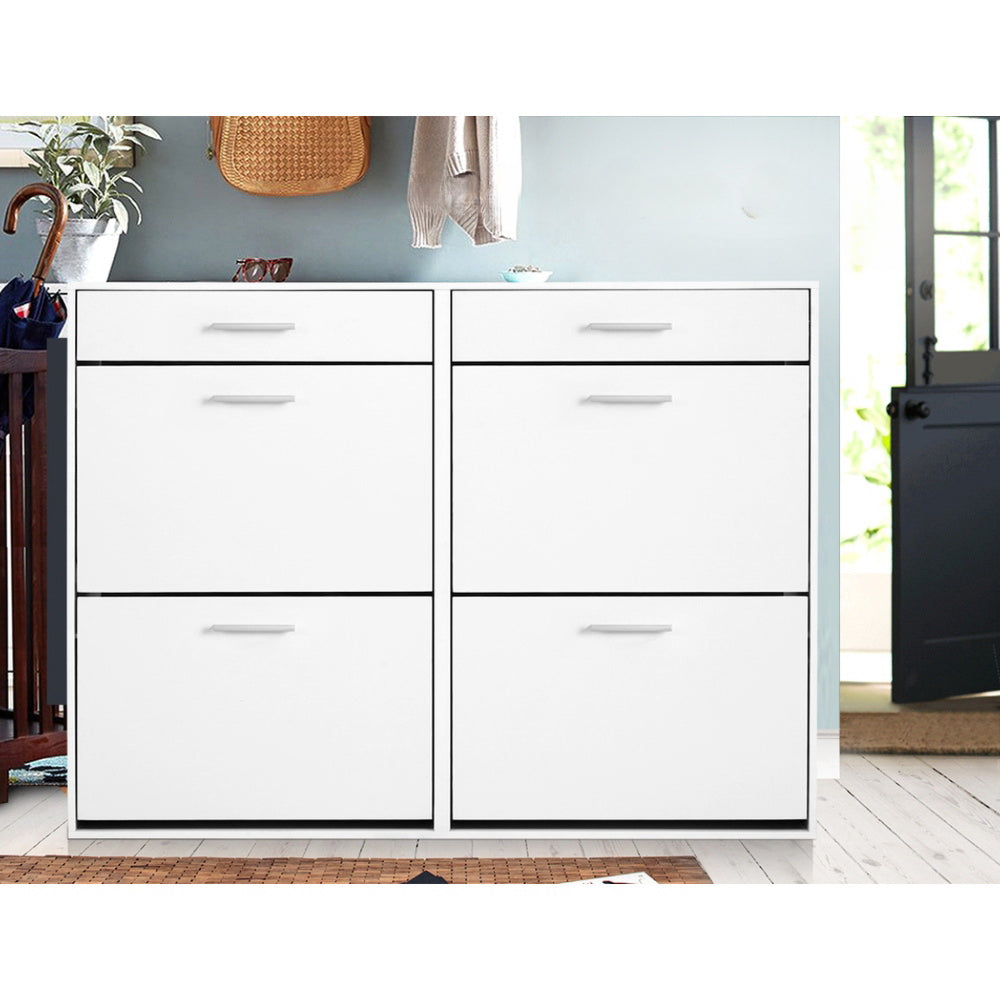 36 Pairs Shoe Cabinet Rack Organisers Storage Shelf Drawer Cupboard White